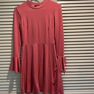 Dusty rose long sleeved dress with flare sleeves